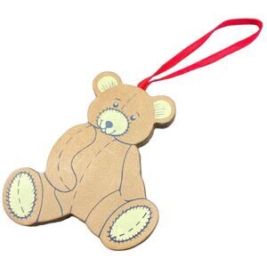 Vintage 1989 Kurt Adler Teddy Bear Christmas Ornament Wood Cut Out